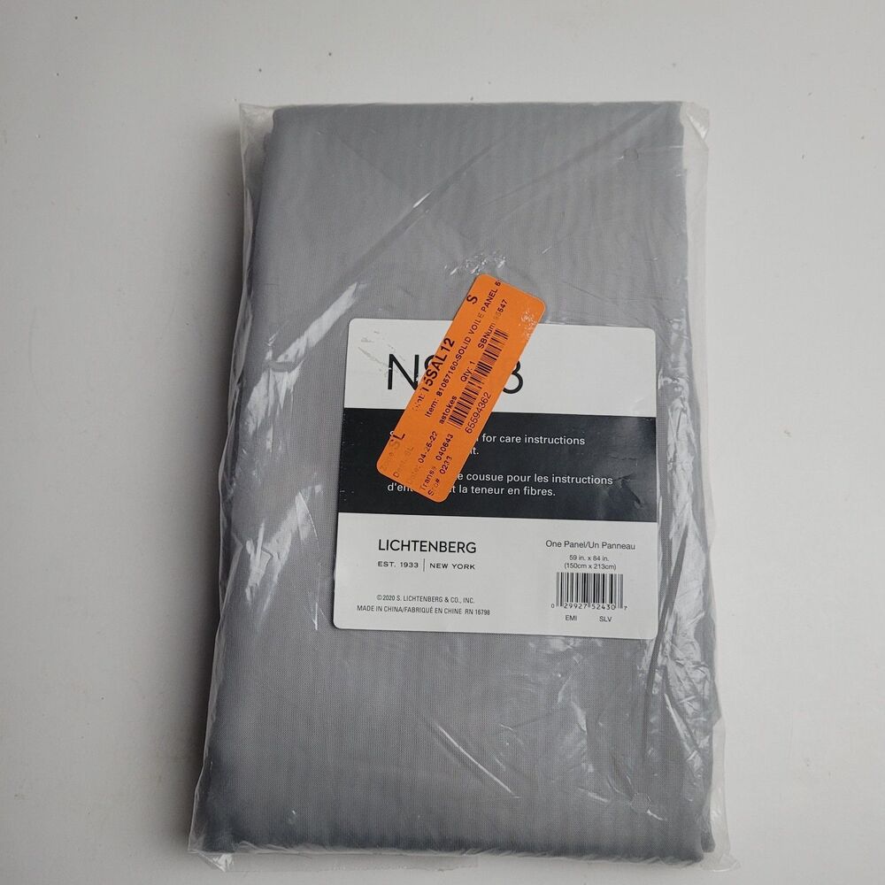 NEW 918 Juliette Voile Sheer Rod Pocket Curtain Panel 'Silver' 59x84 #BT2